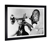 Louis Armstrong Framed Wall Art Print A2 Black