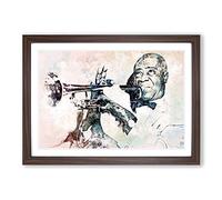 Louis Armstrong in Abstract Framed Print | A2 Walnut Framed Wall Art | Ready to Hang | Abstract Fantasy Picture | Living Room Bedroom Lounge Office