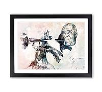 Louis Armstrong In Abstract Modern Framed Print | A3 Black Framed Wall Art | Ready to Hang | Abstract Fantasy Picture | Living Room Bedroom Lounge Office