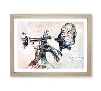 Louis Armstrong In Abstract Modern Framed Print | A3 Oak Framed Wall Art | Ready to Hang | Abstract Fantasy Picture | Living Room Bedroom Lounge Office