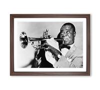 Louis Armstrong Modern Framed Wall Art Print, Ready to Hang Picture for Living Room Bedroom Home Office Décor, Walnut A4 (34 x 25 cm)