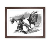 Louis Armstrong V1 Modern Framed Print | A2 Walnut Framed Wall Art | Ready to Hang | Modern Nature Picture | Living Room Bedroom Lounge Office
