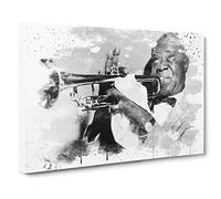 Louis Armstrong V3 Canvas Print | Gallery Wrapped 30mm Frame Wall Art | 20x14 inches | Ready to Hang | Modern Picture | Living Room Bedroom Lounge Office