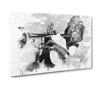 Louis Armstrong V3 Canvas Print | Gallery Wrapped 30mm Frame Wall Art | 30x20 inches | Ready to Hang | Modern Picture | Living Room Bedroom Lounge Office