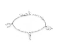 Louis Ciocchetti Steel Bracelet with Lucky Charm - Adjustable Bracelet for Men and Women with Lobster Clasp, Length 16 cm + 5 cm