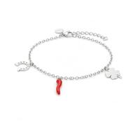Louis Ciocchetti Steel Bracelet with Lucky Charm - Adjustable Bracelet for Men and Women with Lobster Clasp, Length 16 cm + 5 cm, Taglia Unica, Alloy Steel, No Gemstone