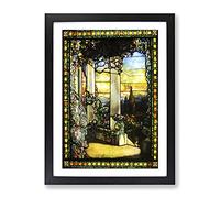 Louis Comfort Tiffany Stained Glass Window 2 Classic Painting Framed Print | A2 Black Framed Wall Art | Ready to Hang | Classic Historical Picture | Living Room Bedroom Lounge Office