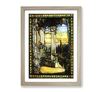 Louis Comfort Tiffany Stained Glass Window 2 Classic Painting Framed Print | A4 Oak Framed Wall Art | Ready to Hang | Classic Historical Picture | Living Room Bedroom Lounge Office