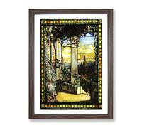 Louis Comfort Tiffany Stained Glass Window 2 Classic Painting Framed Print | A4 Walnut Framed Wall Art | Ready to Hang | Classic Historical Picture | Living Room Bedroom Lounge Office
