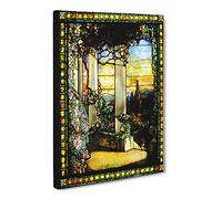 Louis Comfort Tiffany Stained Glass Window Vol.2 Canvas Print | Gallery Wrapped 30mm Frame Wall Art | 20x14 inches | Ready to Hang | Modern Picture | Living Room Bedroom Lounge Office