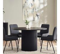 Louis Dining Table - 120cm - 4 Seater - Round - Black - Fluted Base