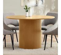 Louis Dining Table - 120cm - 4 Seater - Round Pedestal - Light Oak Effect - Fluted Base