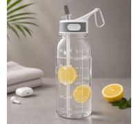 Louis Donné 28oz/800ml Motivational Water Bottle with Straw BPA Free Leak Proof Sports Bottle with Time Marker & Handle, Fits Cup Holders for Adults School Gym Outdoors