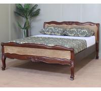 Louis French Rattan Bed Frame Low Footboard Solid Mahogany 4'6" 5' 6' B043NJ NEW