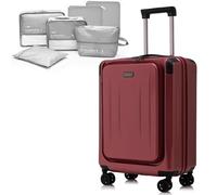LOUIS KAISER Carry On Luggage Front Open, Wine Red, Carry-On 20-Inch