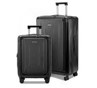 LOUIS KAISER Premium Carry On Luggage, 20Inch & 29 Inch Top Opening Airline Approved ABS+PC Hard Shell Suitcases with Silent Wheels, TSA Lock,Front Pocket and Wet-dry Separated Six-piece Set, Black,