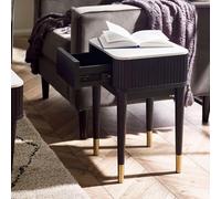 Louis Lamp Table - 1 Drawer - White Ceramic Top - Black Fluted Base