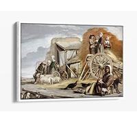 Louis Le Nain, The Cart or Return from Haymaking Canvas Floater Frame Print Picture Art - White Frame 24 inch wide x 16 inch high