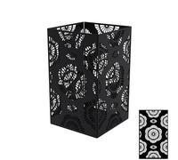 Louis Moulin Square Tealight Holder - Stylized Flower Motif - Metal Lantern Candle - Charcoal Black - H 30 x 17.5 cm - Indoor and Outdoor Decoration
