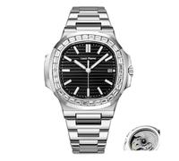 Louis Poems Mens Watches Stainless Steel Waterproof Watch for Men Date Luxury Silver