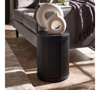 Louis Side Table - 1 Door - Round - Black - Fluted Base
