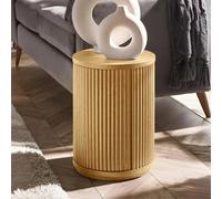 Louis Side Table - 1 Door - Round - Light Oak Effect - Fluted Base