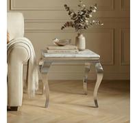 Louis Side Table - Square - Grey Marble & Chrome