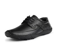 LOUIS STITCH Genuine Leather Formal Shoes for Men | Ultra Lightweight and Flexible Rubber Sole Men’s Formal Derby Shoes | Formal Lace Up Derby Shoes for Men | LSAXPL |, Jet Black, 12.5 UK