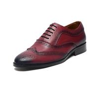 LOUIS STITCH Luxury Leather Men's Formal Shoes Brown Brogues || Exclusively Handmade Leather Shoes for Men || 100% Leather Inside Out ! (Britain_BG), Rosewood Noir Wine, 9 M UK