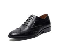 LOUIS STITCH Luxury Leather Men's Formal Shoes Brown Brogues || Exclusively Handmade Leather Shoes for Men || 100% Leather Inside Out ! (Britain_BG), Devil Liquorice Black, 10 M UK