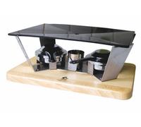 Louis Tellier Planchetta For 4 People With Wooden Base And 2 Burners