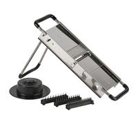 Tellier Chef's Mandolin Slicer with Safety Feet and Four Cutting Blades, Made in France, Stainless Steel, Silver, 16-1/2-Inch