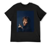 Louis Tomlinson Acid Wash Vintage Tee Retro Inspired Cotton Short Sleeve Distressed Look Top Black