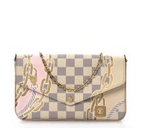 Louis Vuitton Nautical Pochette Felicie Damier Azur Coated Canvas Bag - White
