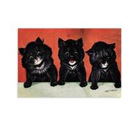 Louis Wain Works《The Three Lucky Cats》Printing Posters Canvas Wall Art Decorative Paintings for Living Room Bedroom Home Decor 16x24inch(40x60cm)