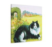 Louis Wain Works《The Young Coquette》Printing Posters Vintage Scroll Canvas Wall Painting Art Print Decor for Cozy Home Interior 16x16inch(40x40cm)