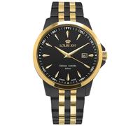 LOUIS XVI Athos Slim 930 - Diameter 43 mm - Men's Watch - Waterproof - Watch with Sapphire Glass - Strap Bicolour Black Gold - Black Dial - Swiss Quartz Movement, black, Bracelet