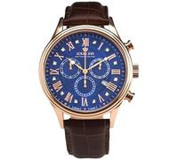 LOUIS XVI Danton 1502 - Diameter 44 mm - Men's Watch - Waterproof - Rose Gold Watch with Sapphire Glass - Brown Strap - Blue Dial - Swiss Quartz Movement