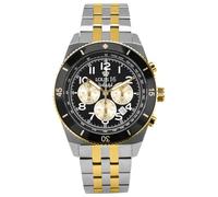LOUIS XVI Destrier 3240 - Diameter 43 mm - Men's Watch - Chronograph - Waterproof - Bracelet Bicolour Silver Gold - Black Dial, gold, Bracelet
