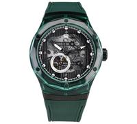 LOUIS XVI La Lumière 3825 - Diameter 45 mm - Men's Watch Automatic Skeleton - Transparent Case Made of K9 Glass Green - Sapphire Glass - Waterproof 5 ATM - Rubber Strap Green - Boa Green