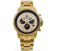 LOUIS XVI Palais Royale Iced Men's Watch Diameter 43 mm Waterproof with Sapphire Crystal Black Silver Gold Diamond CZ Dial Quartz Movement CH, gold, Bracelet