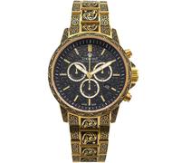 LOUIS XVI Palais Royale Inked 1700 - Diameter 43 mm - Men's Watch - Waterproof - with Sapphire Glass - Gold Bracelet - Black Dial - Swiss Quartz Movement, gold, Bracelet