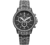 LOUIS XVI Palais Royale Inked 1720 - Diameter 43 mm - Men's Watch - Waterproof - with Sapphire Glass - Silver Bracelet - Black Dial - Swiss Quartz Movement, silver, Bracelet