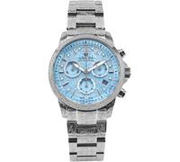 LOUIS XVI Palais Royale Femme 6023 - Diameter 38 mm - Women's Watch - Waterproof - Silver Bracelet - Baby Blue Dial with Diamonds - Swiss Quartz Movement