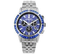 LOUIS XVI Majesté Iced Out 1133 - Diameter 43 mm - Men's Watch - Waterproof - with Sapphire Glass - Silver Bracelet - Dial CZ Diamonds Blue - Swiss Quartz Movement, silver, Luxury Dress