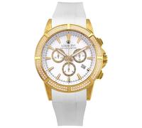 LOUIS XVI Majesté Iced Out 1136 - Diameter 43 mm - Men's Watch Gold - Waterproof - with Sapphire Glass - White Strap - White Dial - Swiss Quartz Movement