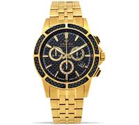 LOUIS XVI Majesté Men's Watch Steel Strap Gold Black Carbon Chronograph Analogue Quartz Stainless Steel 1102, Bracelet