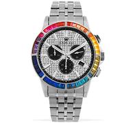Louis XVI Men's Majesté Iced Out Steel Strap Silver/Gold CZ Diamonds Chronograph Analogue Quartz Stainless Steel Watch
