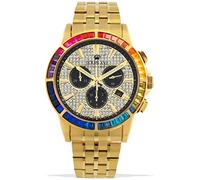 Louis XVI Men's Majesté Iced Out Steel Strap Silver/Gold CZ Diamonds Chronograph Analogue Quartz Stainless Steel Watch