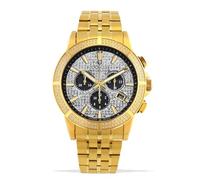 Louis XVI Men's Majesté Iced Out Steel Strap Silver/Gold CZ Diamonds Chronograph Analogue Quartz Stainless Steel Watch